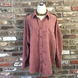 Dusty Rose Corduroy Button Down L
